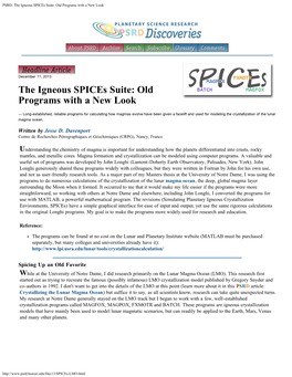 PSRD: the Igneous Spices Suite: Old Programs with a New Look