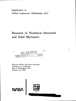 Research in Nonlinear Structural and Solid Mechanics