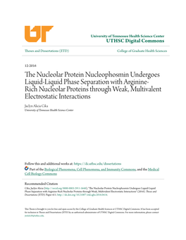 The Nucleolar Protein Nucleophosmin Undergoes Liquid-Liquid Phase Separation with Arginine-Rich Nucleolar Proteins Through Weak