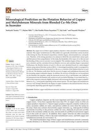 Mineralogical Prediction on the Flotation Behavior of Copper and Molybdenum Minerals from Blended Cu–Mo Ores in Seawater