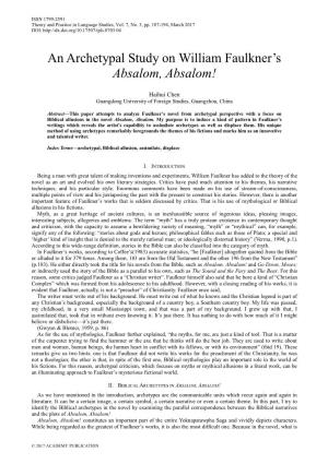 An Archetypal Study on William Faulkner's Absalom, Absalom!
