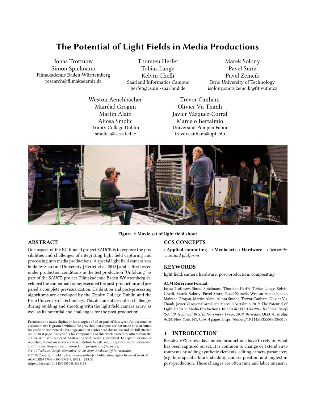 The Potential of Light Fields in Media Productions