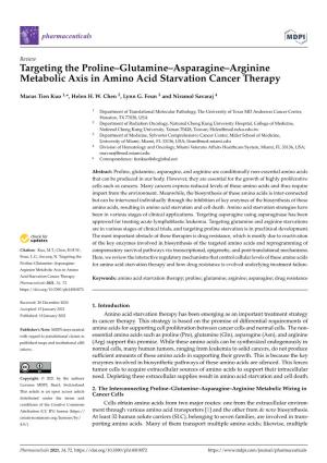 Targeting the Proline–Glutamine–Asparagine–Arginine Metabolic Axis in Amino Acid Starvation Cancer Therapy