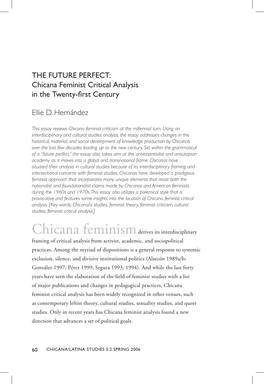 Chicana Feminist Critical Analysis in the Twenty-First Century Ellie D