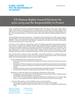 UN Human Rights Council Elections for 2021-2023 and the Responsibility to Protect