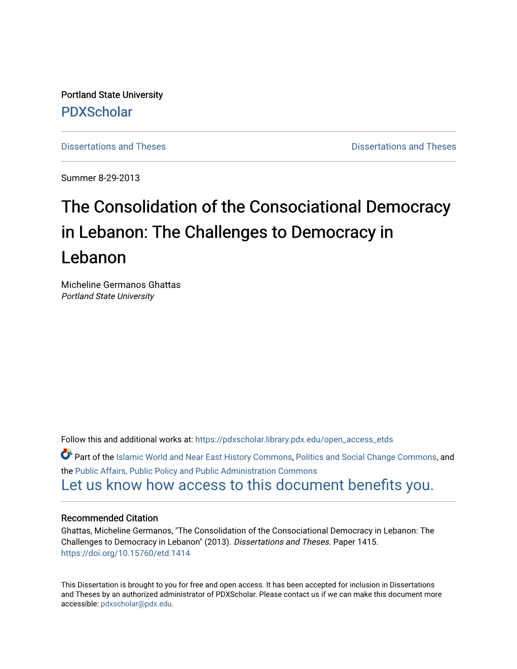 The Challenges to Democracy in Lebanon