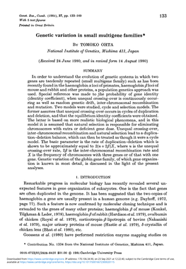 Genetic Variation in Small Multigene Families*