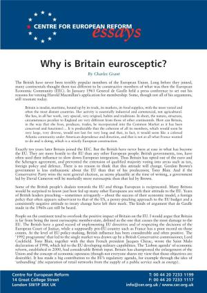 Why Is Britain Eurosceptic? by Charles Grant