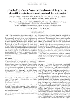 Carcinoid Syndrome from a Carcinoid Tumor of the Pancreas Without Liver Metastases: a Case Report and Literature Review