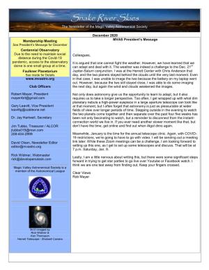 Snake River Skies the Newsletter of the Magic Valley Astronomical Society
