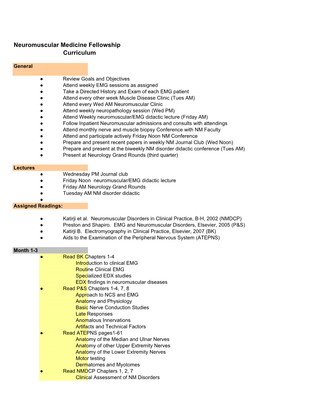 Neuromuscular Medicine Fellowship Curriculum