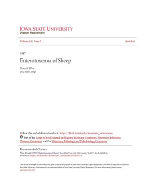 Enterotoxemia of Sheep Donald Wise Iowa State College