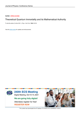 PDF, Theoretical Quantum Immortality and Its Mathematical Authority