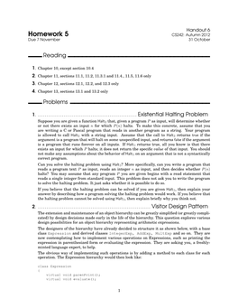 Homework 5 CS242: Autumn 2012 Due 7 November 31 October