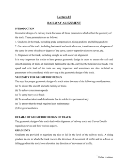 Lecture-15 RAILWAY ALIGNMENT