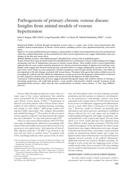 Insights from Animal Models of Venous Hypertension