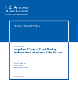 Long-Term Effects of Equal Sharing: Evidence from Inheritance Rules for Land