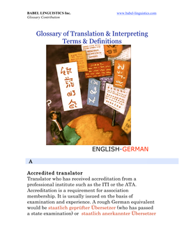 Glossary of Translation & Interpreting Terms & Definitions