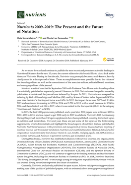 Nutrients 2009–2019: the Present and the Future of Nutrition