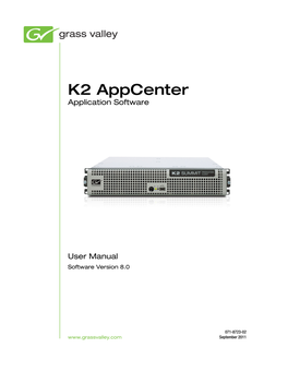K2 Appcenter User Manual Contents