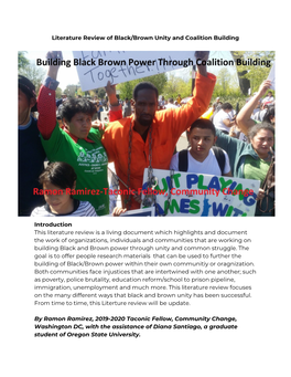 Literature Review of Black/Brown Unity and Coalition Building