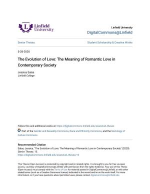 The Meaning of Romantic Love in Contemporary Society