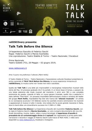 Talk Talk Before the Silence