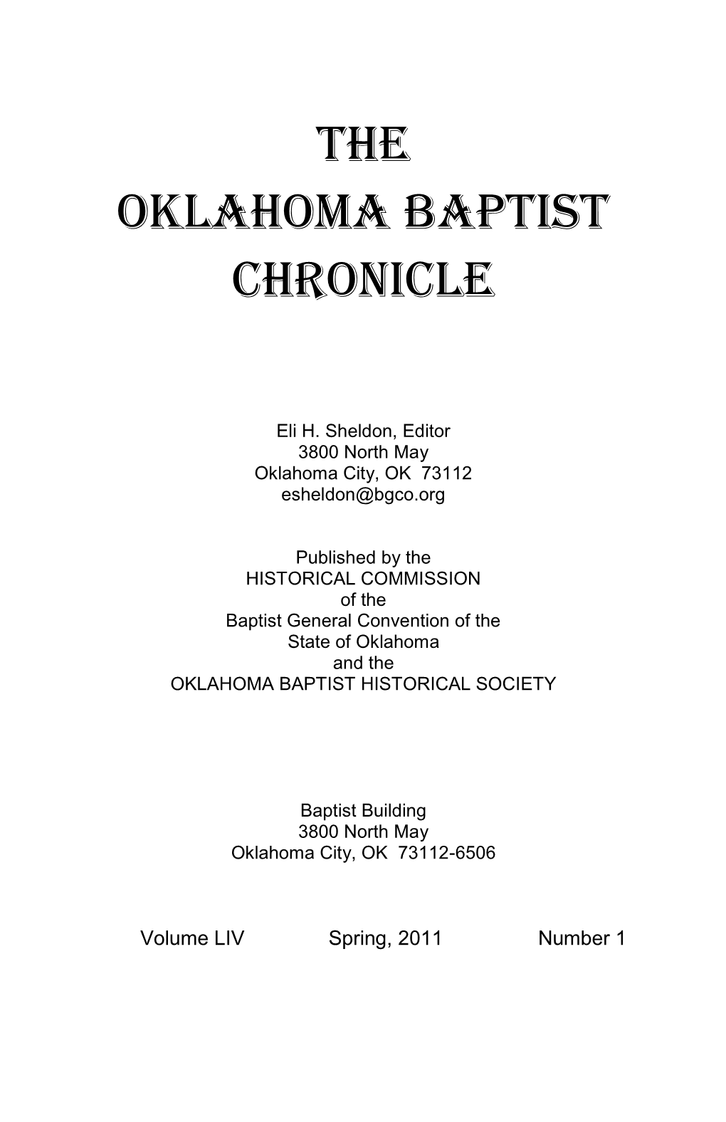 The Oklahoma Baptist Chronicle