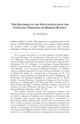 The Doctrine of the Pactum Salutis in the Covenant Theology of Herman Witsius1