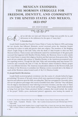 Mexican Exoduses: the Mormon Struggle for Freedom, Identity, and Community in the United States and Mexico, 1823-1917