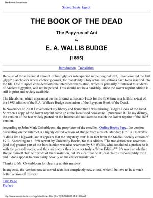 The Egyptian Book of the Dead (E.A. Wallis Budge)