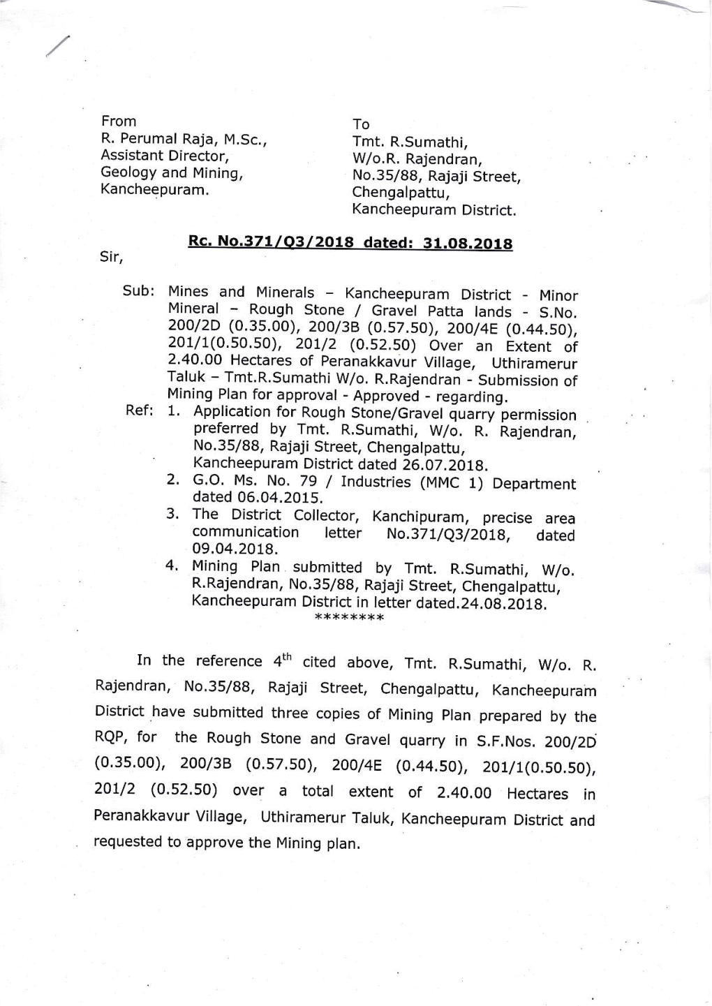 Communication Letter No.371Le3/2018, Dated 3/2018