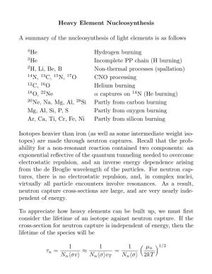 Heavy Element Nucleosynthesis