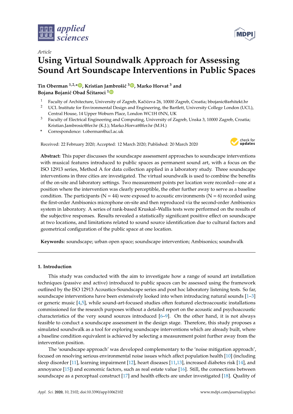 Using Virtual Soundwalk Approach for Assessing Sound Art Soundscape Interventions in Public Spaces