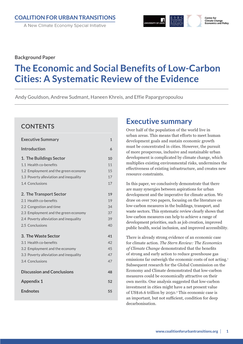 The Economic and Social Benefits of Low-Carbon Cities: a Systematic Review of the Evidence