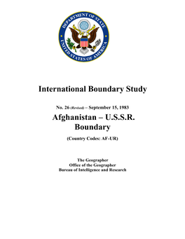 Afghanistan-USSR 1983 International Boundary Study