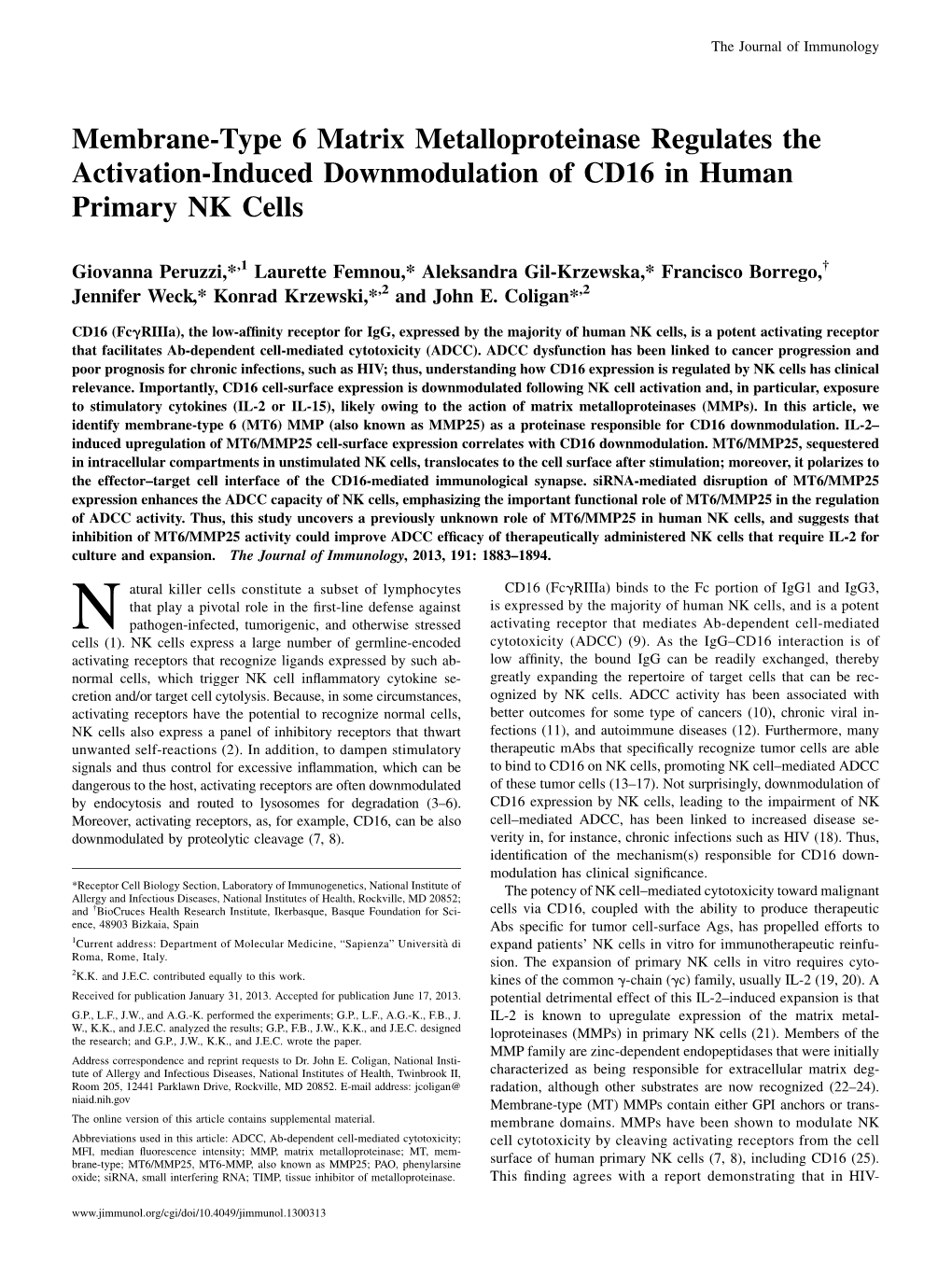 NK Cells Downmodulation of CD16 in Human Primary Regulates The