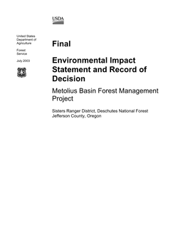 Final Environmental Impact Statement