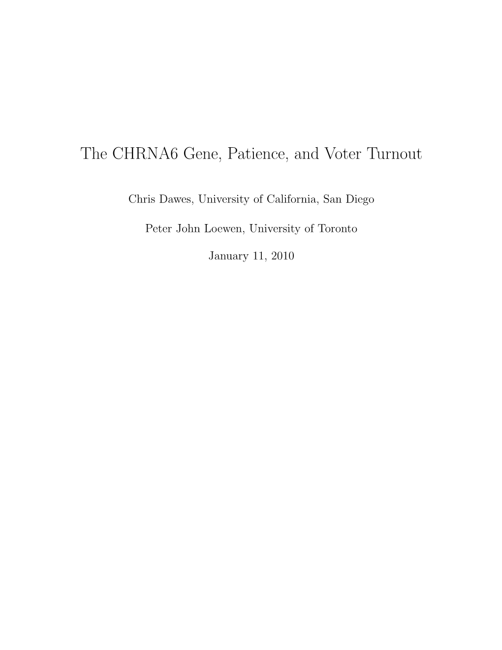 The CHRNA6 Gene, Patience, and Voter Turnout