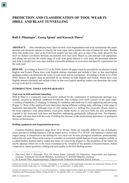 Prediction and Classification of Tool Wear in Drill and Blast Tunnelling