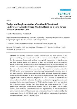 Design and Implementation of an Omni-Directional Underwater Acoustic Micro-Modem Based on a Low-Power Micro-Controller Unit
