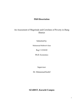 Phd Dissertation an Assessment of Magnitude and Correlates Of