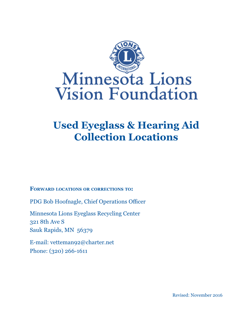 Used Eyeglass & Hearing Aid Collection Locations