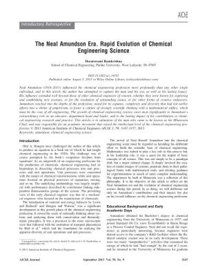 The Neal Amundson Era. Rapid Evolution of Chemical Engineering Science