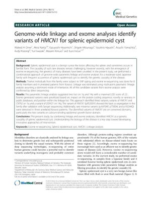 Genome-Wide Linkage and Exome Analyses Identify Variants Of