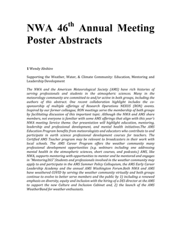 NWA 46 Annual Meeting Poster Abstracts