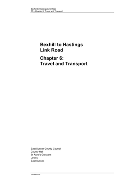 Bexhill to Hastings Link Road Chapter 6: Travel and Transport