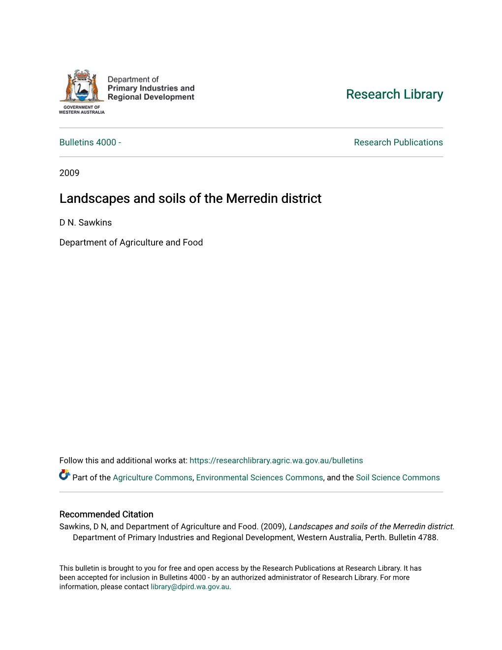 Landscapes and Soils of the Merredin District