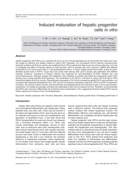 Induced Maturation of Hepatic Progenitor Cells in Vitro
