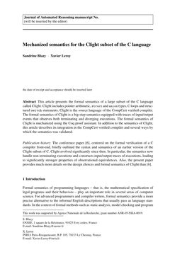 Mechanized Semantics for the Clight Subset of the C Language